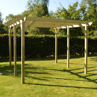 Pergola | Timber Garden Pergola | Freestanding Garden Structure | Open Slatted Roof | Light Green | 1.8m Width x 6.6m Length
