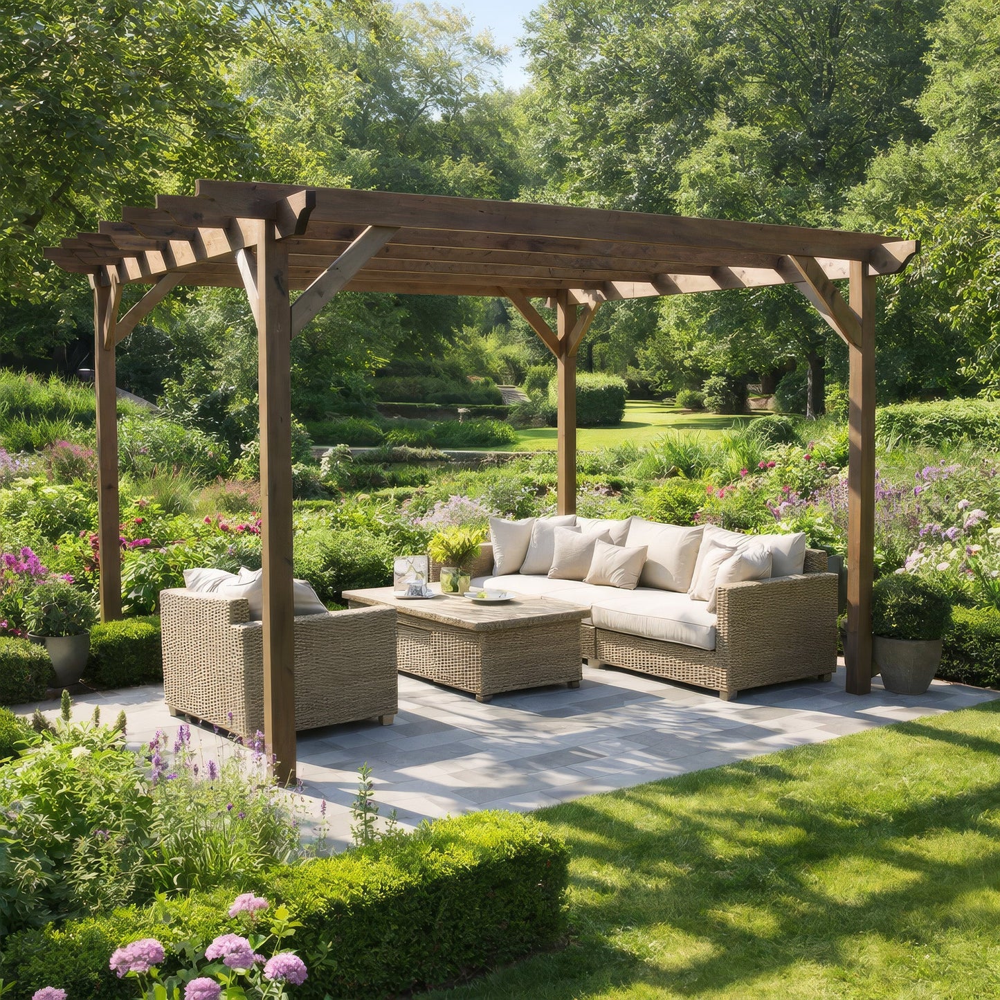 Freestanding Garden Pergola - Rustic Brown - 1.8m Width x 3m Length