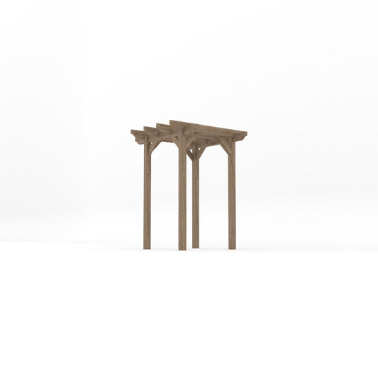 Pergola | Timber Garden Pergola | Freestanding Garden Structure | Open Slatted Roof | Rustic Brown | 1.8m Width x 1.8m Length