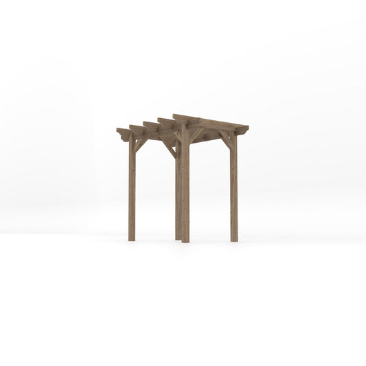 Pergola | Timber Garden Pergola | Freestanding Garden Structure | Open Slatted Roof | Rustic Brown | 1.8m Width x 2.4m Length