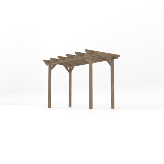 Pergola | Timber Garden Pergola | Freestanding Garden Structure | Open Slatted Roof | Rustic Brown | 1.8m Width x 3.6m Length