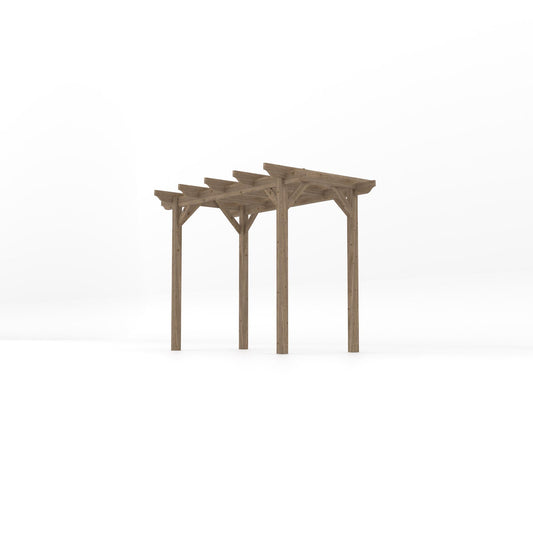 Pergola | Timber Garden Pergola | Freestanding Garden Structure | Open Slatted Roof | Rustic Brown | 1.8m Width x 3m Length