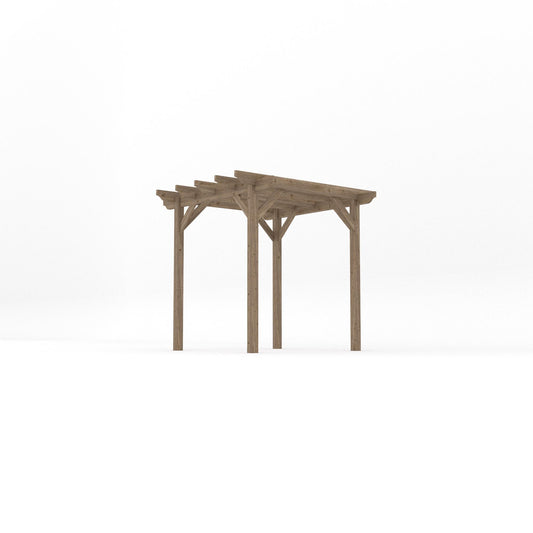 Pergola | Timber Garden Pergola | Freestanding Garden Structure | Open Slatted Roof | Rustic Brown | 2.4m Width x 2.4m Length