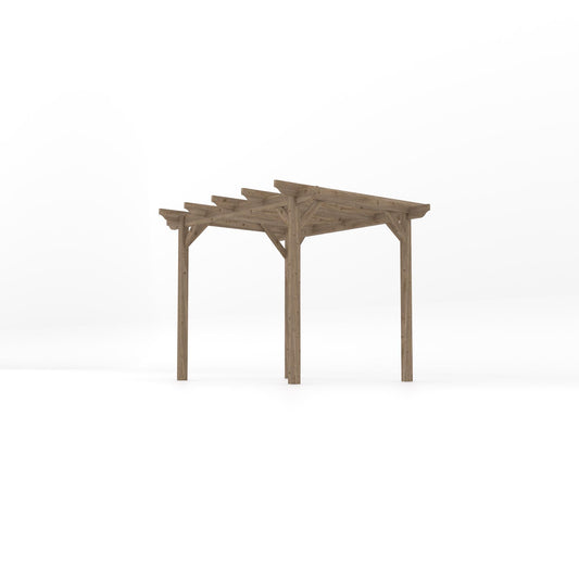 Pergola | Timber Garden Pergola | Freestanding Garden Structure | Open Slatted Roof | Rustic Brown | 2.4m Width x 3m Length