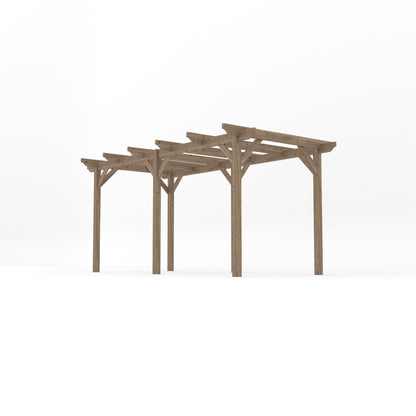 Freestanding Garden Pergola - Rustic Brown - 2.4m Width x 4.8m Length