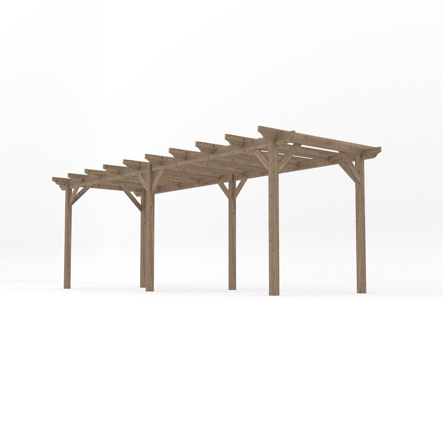 Freestanding Garden Pergola - Rustic Brown - 1.8m Width x 6.6m Length