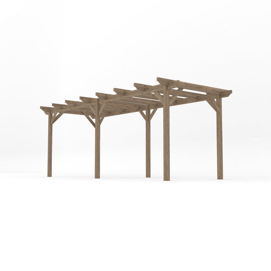 Pergola | Timber Garden Pergola | Freestanding Garden Structure | Open Slatted Roof | Rustic Brown | 1.8m Width x 6m Length