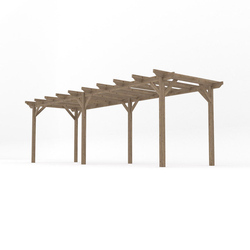 Freestanding Garden Pergola - Rustic Brown - 4.8m Width x 7.2m Length