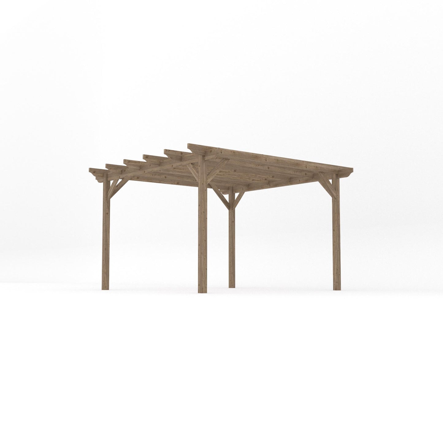 Freestanding Garden Pergola - Rustic Brown - 3.6m Width x 3.6m Length