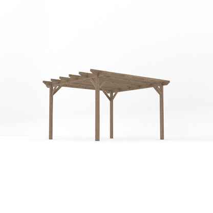 Freestanding Garden Pergola - Rustic Brown - 3.6m Width x 3.6m Length