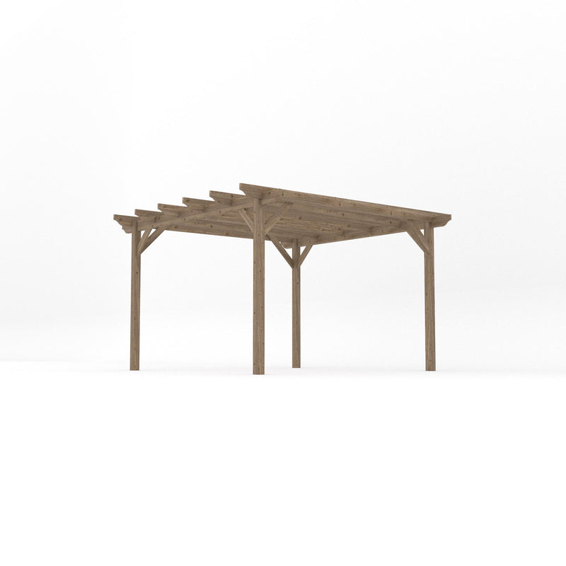 Freestanding Garden Pergola - Rustic Brown - 3.6m Width x 3.6m Length