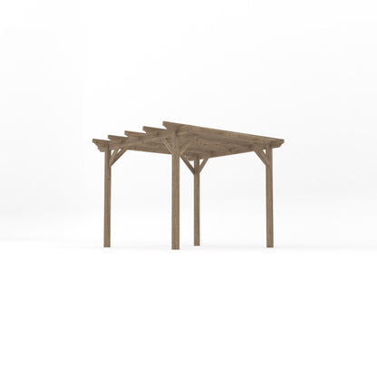 Freestanding Garden Pergola - Rustic Brown - 3m Width x 3m Length