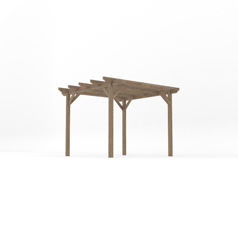 Freestanding Garden Pergola - Rustic Brown - 3m Width x 3m Length