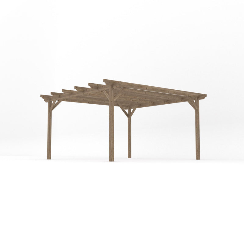 Freestanding Garden Pergola - Rustic Brown - 4.2m Width x 4.2m Length