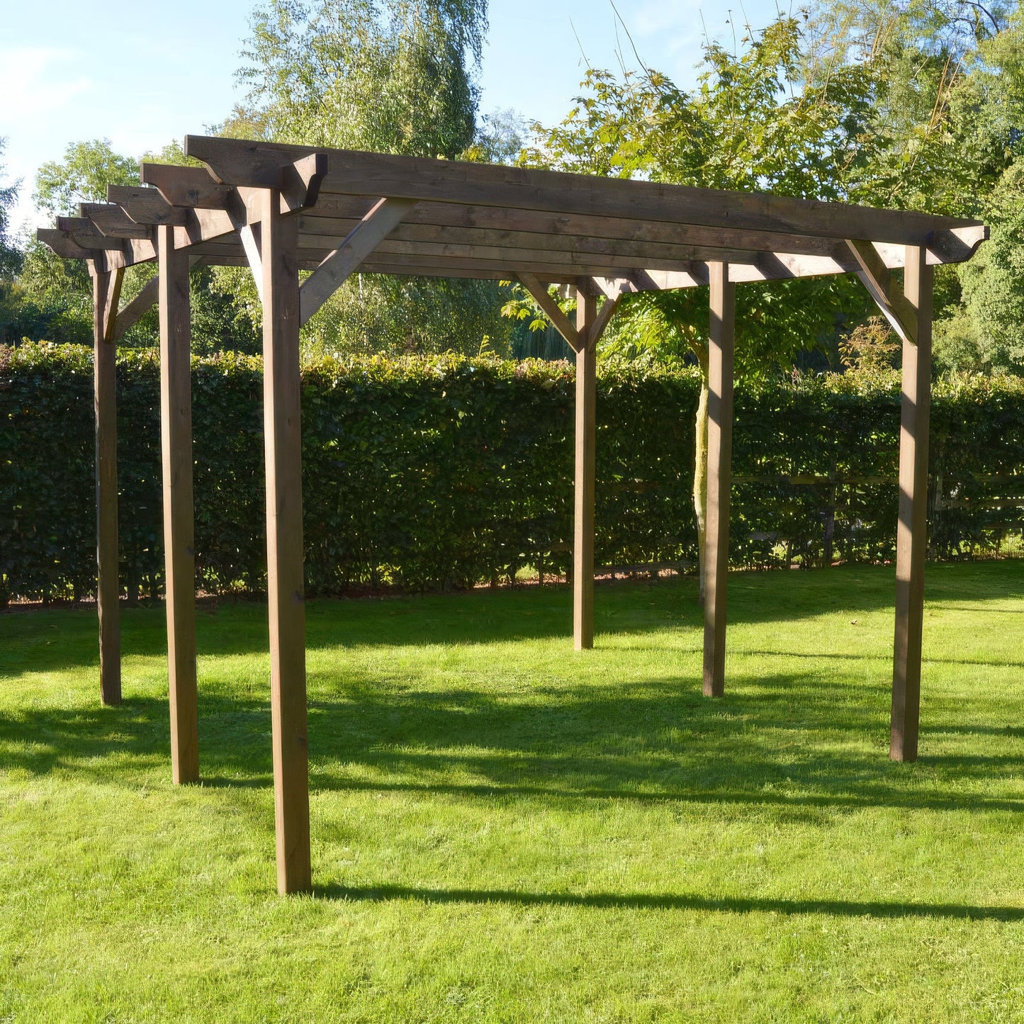 Freestanding Garden Pergola - Rustic Brown - 1.8m Width x 6.6m Length