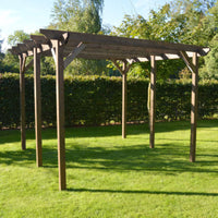 Pergola | Timber Garden Pergola | Freestanding Garden Structure | Open Slatted Roof | Rustic Brown | 1.8m Width x 1.8m Length