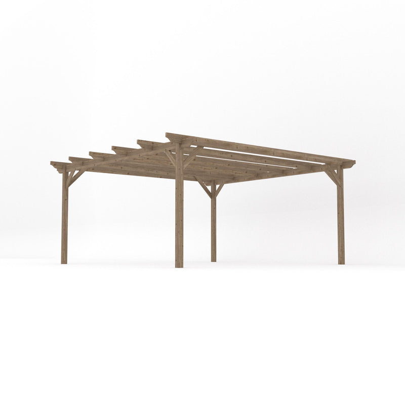 Freestanding Garden Pergola - Rustic Brown - 4.8m Width x 4.8m Length