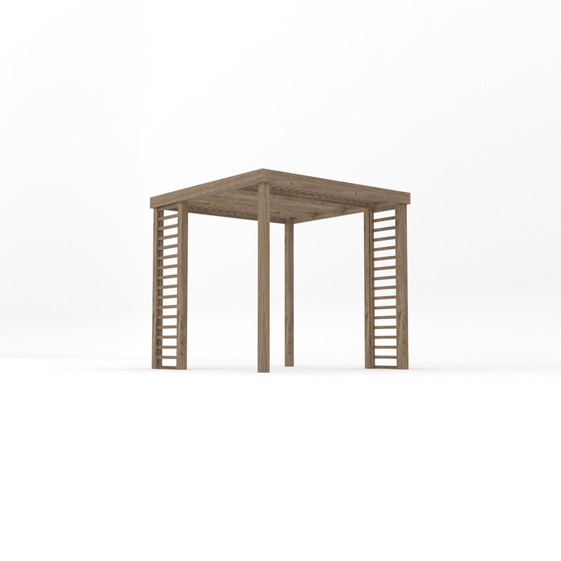 Freestanding Panel Pergola - Rustic Brown - 2.4m Width x 2.4m Length