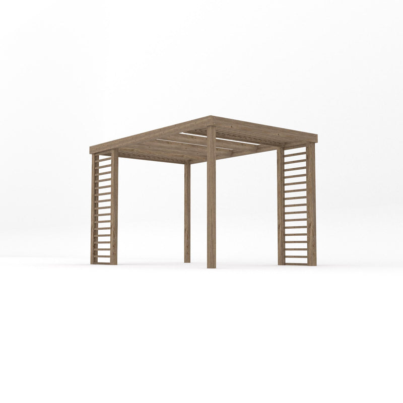 Freestanding Panel Pergola - Rustic Brown - 2.4m Width x 3.6m Length