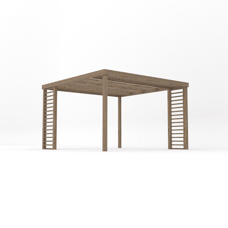Freestanding Panel Pergola - Rustic Brown - 3.6m Width x 3.6m Length