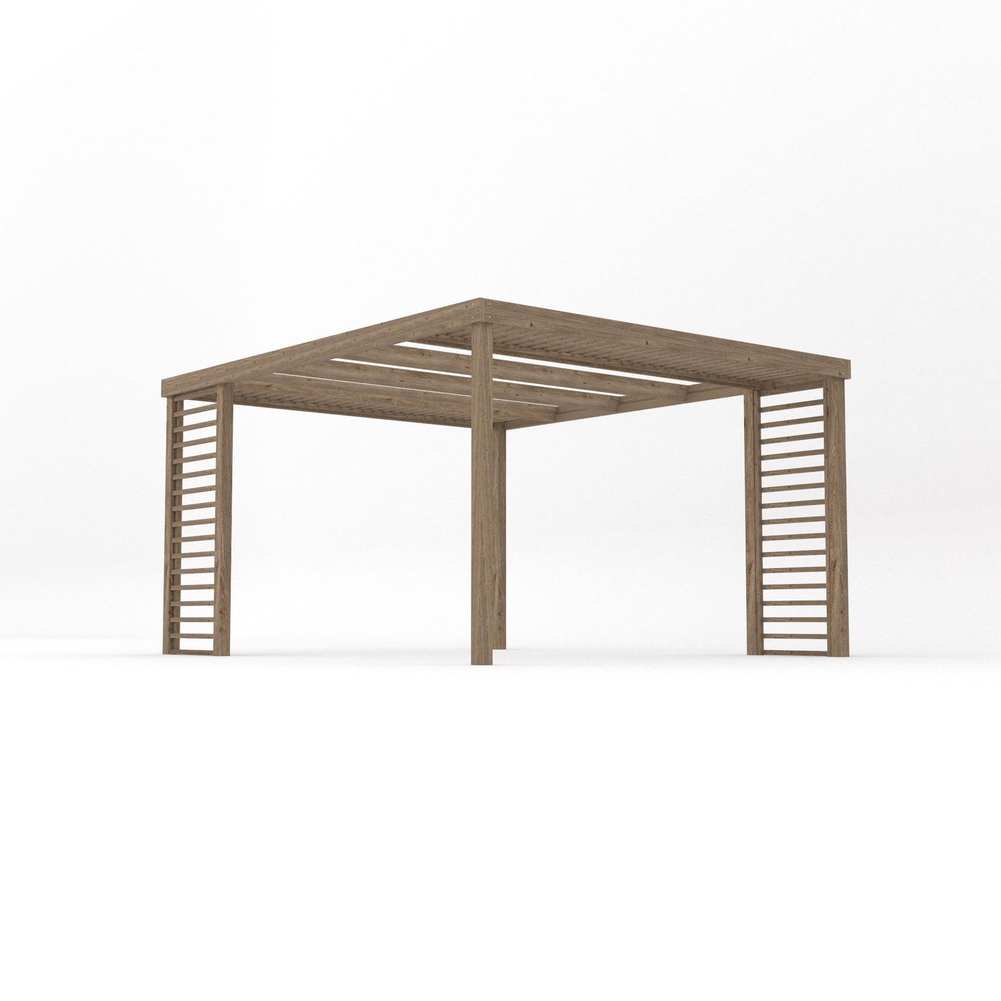 Freestanding Panel Pergola - Rustic Brown - 3.6m Width x 4.2m Length