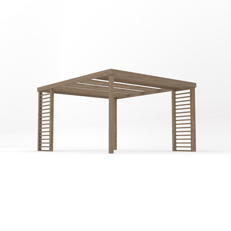 Freestanding Panel Pergola - Rustic Brown - 3.6m Width x 4.2m Length