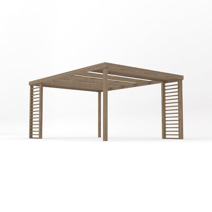 Freestanding Panel Pergola - Rustic Brown - 3.6m Width x 4.8m Length