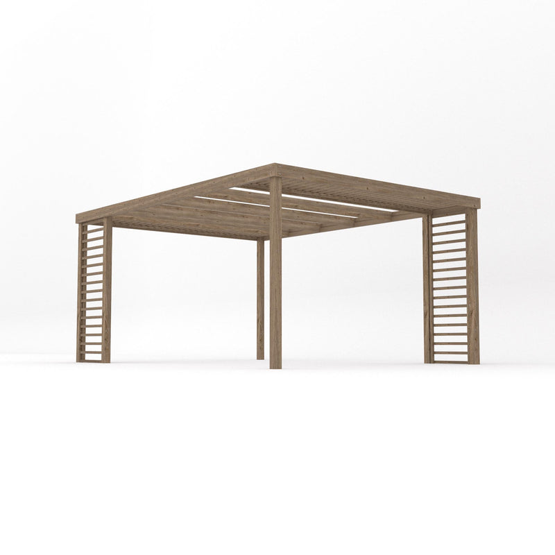Freestanding Panel Pergola - Rustic Brown - 3.6m Width x 4.8m Length