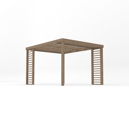 Freestanding Panel Pergola - Rustic Brown - 3m Width x 3.6m Length