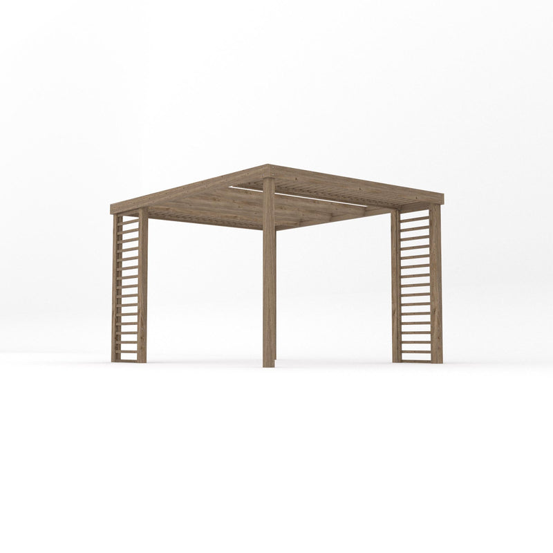 Freestanding Panel Pergola - Rustic Brown - 3m Width x 3.6m Length