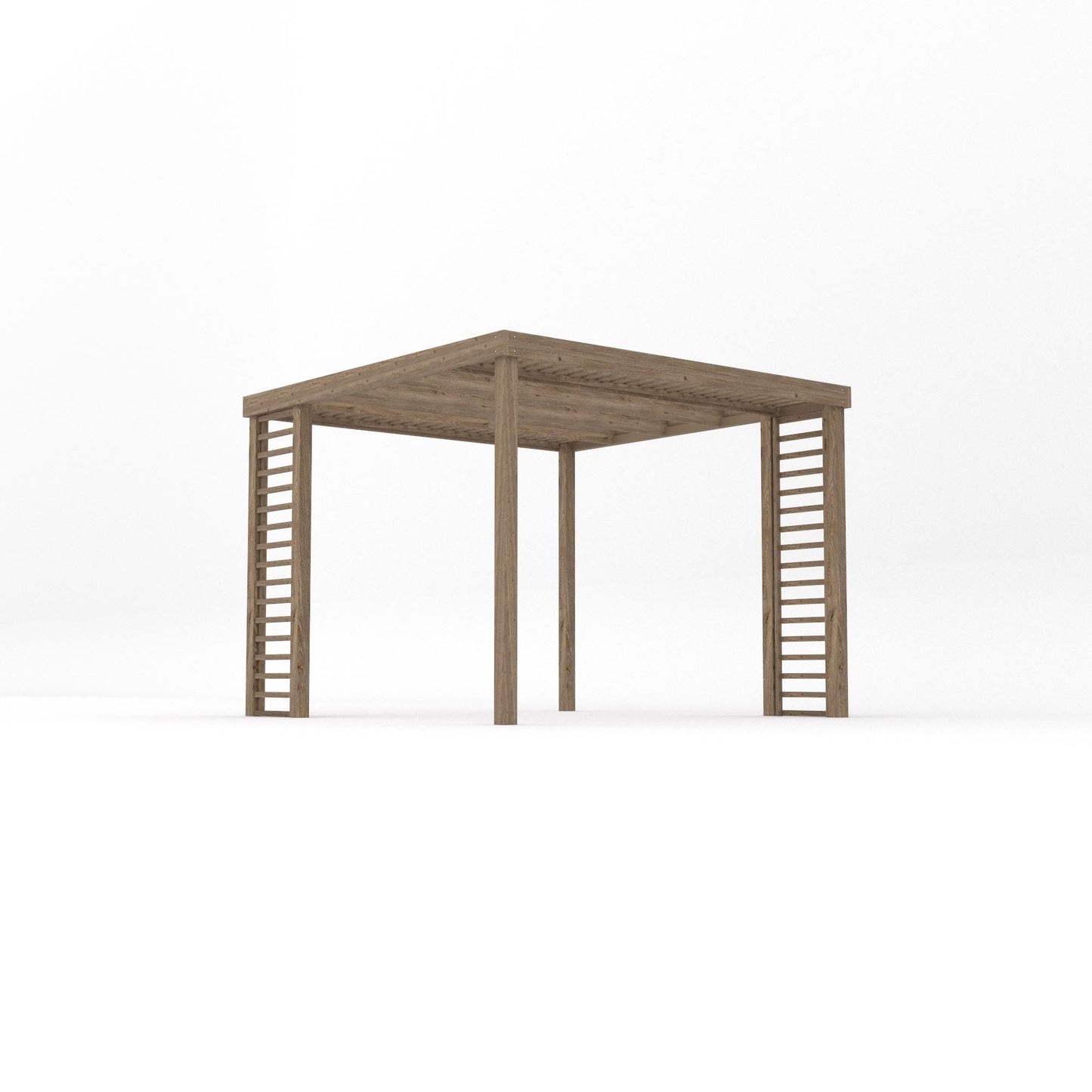 Freestanding Panel Pergola - Rustic Brown - 3m Width x 3m Length