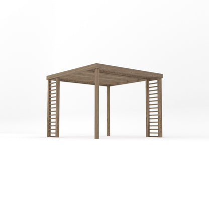 Freestanding Panel Pergola - Rustic Brown - 3m Width x 3m Length