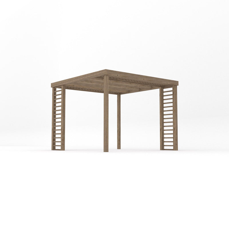Freestanding Panel Pergola - Rustic Brown - 3m Width x 3m Length
