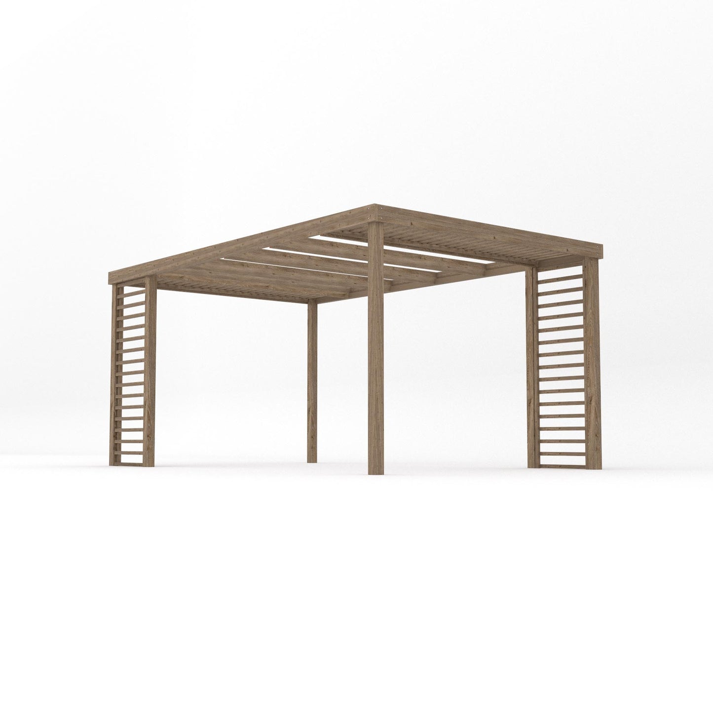 Freestanding Panel Pergola - Rustic Brown - 3m Width x 4.8m Length