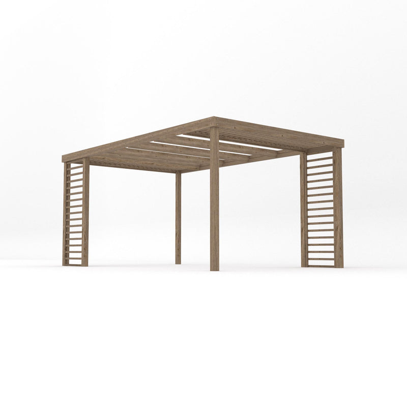 Freestanding Panel Pergola - Rustic Brown - 3m Width x 4.8m Length