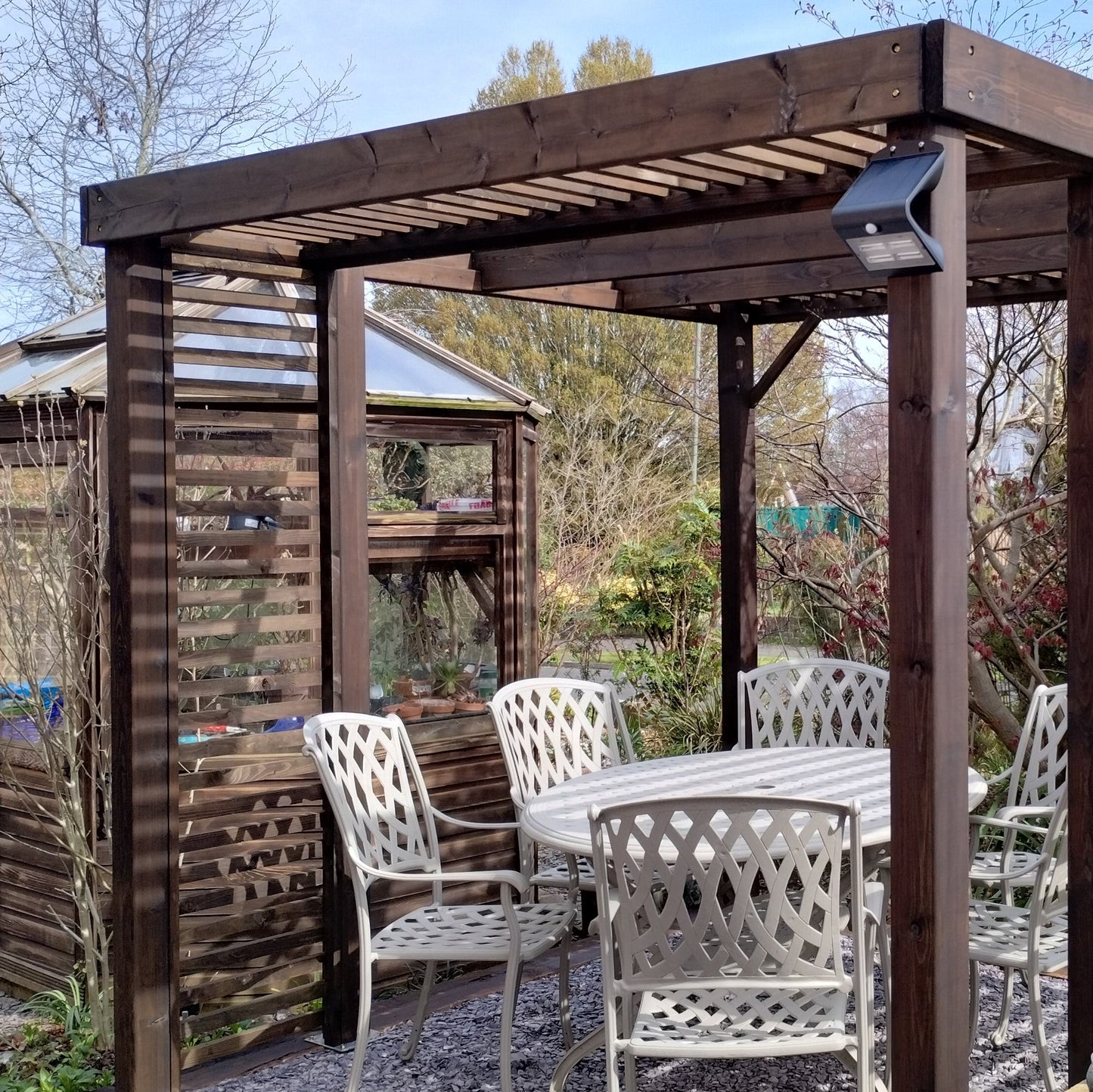 Freestanding Panel Pergola - Rustic Brown - 4.8m Width x 4.8m Length