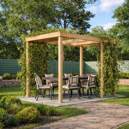 Freestanding Panel Pergola - Light Green - 3.6m Width x 4.2m Length