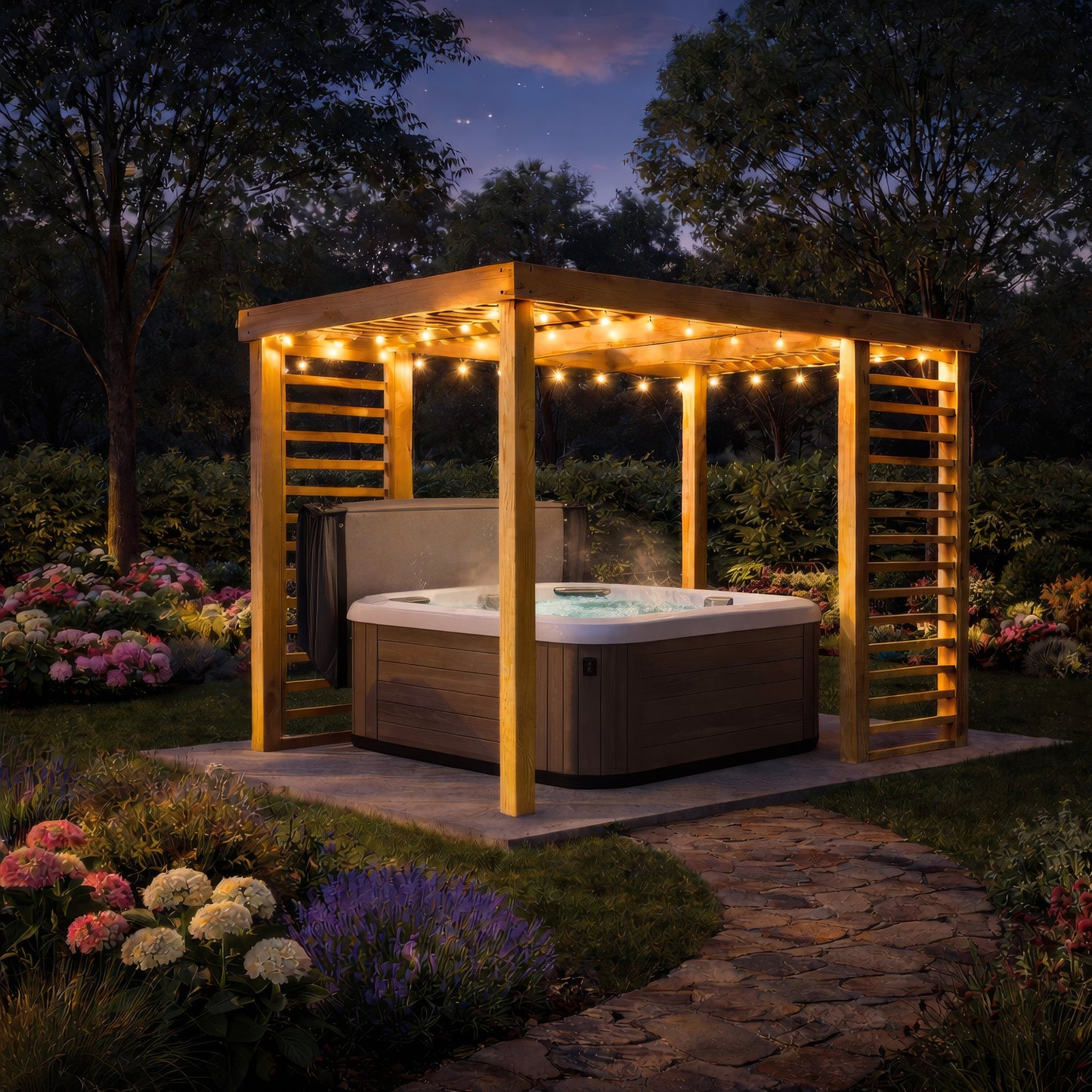 Freestanding Panel Pergola - Light Green - 3.6m Width x 4.8m Length