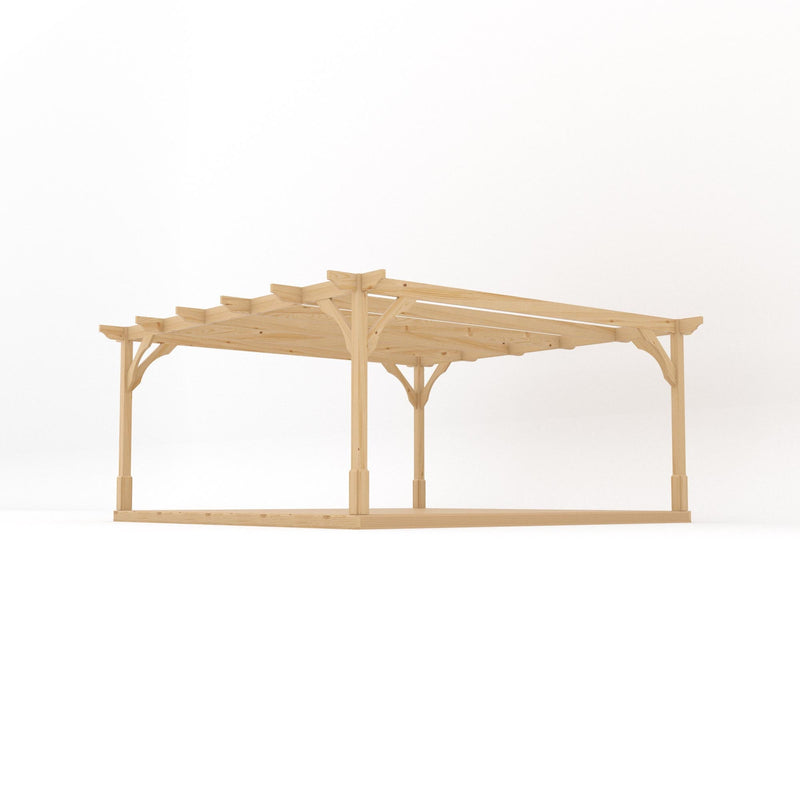 Freestanding Premium Pergola with Decking - Light Green - 4.8m Width x 4.8m Length
