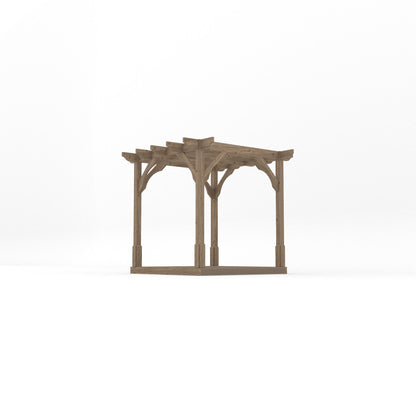 Freestanding Premium Pergola with Decking - Rustic Brown - 2.4m Width x 2.4m Length