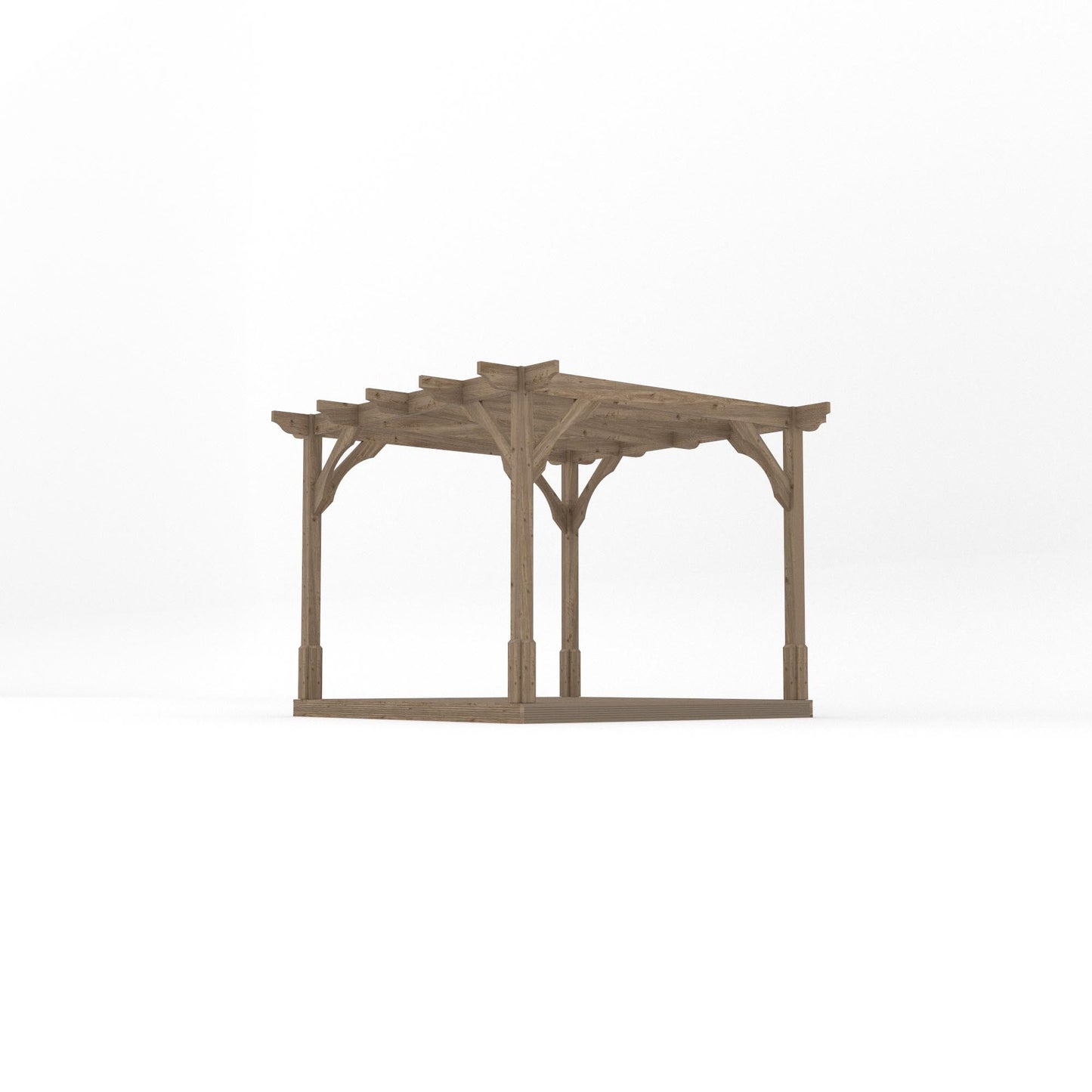 Freestanding Premium Pergola with Decking - Rustic Brown - 3m Width x 3m Length