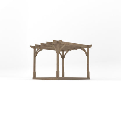 Freestanding Premium Pergola with Decking - Rustic Brown - 3m Width x 3m Length