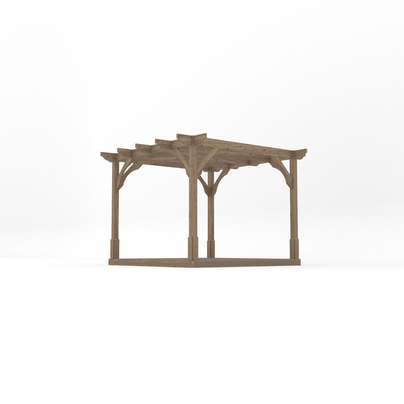 Freestanding Premium Pergola with Decking - Rustic Brown - 3m Width x 3m Length