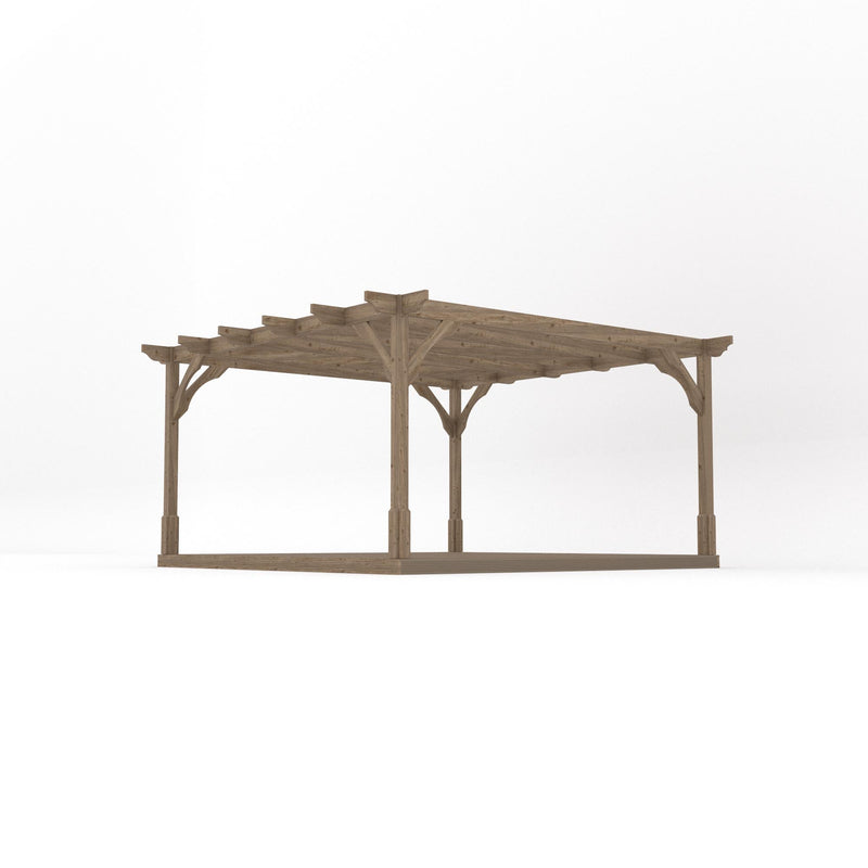 Freestanding Premium Pergola with Decking - Rustic Brown - 4.2m Width x 4.2m Length
