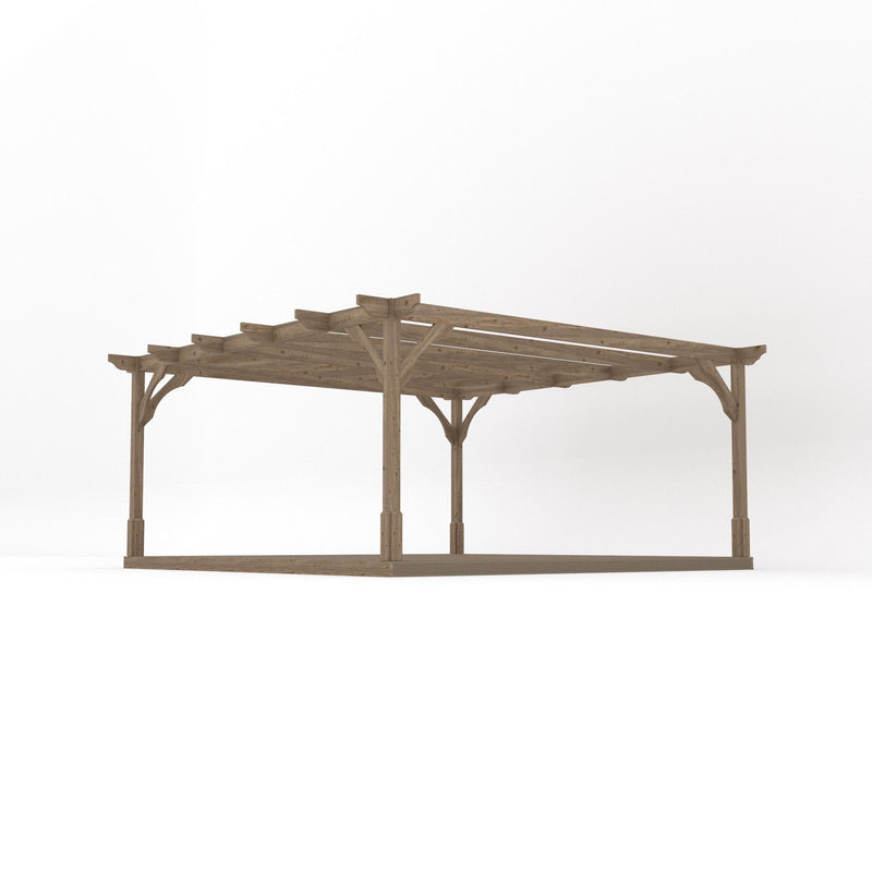 Freestanding Premium Pergola with Decking - Rustic Brown - 4.8m Width x 4.8m Length