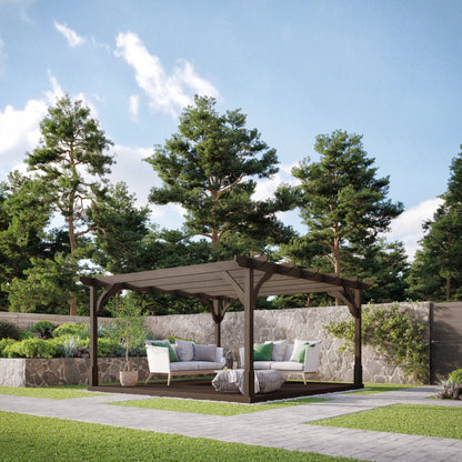 Freestanding Premium Pergola with Decking - Rustic Brown - 3m Width x 3m Length