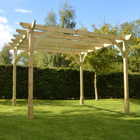 Pergola | Timber Premium Pergola | Freestanding Garden Structure | Heavyweight Section Timber | Light Green | 2.4m Width x 3.6m Length