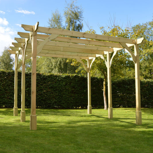 Pergola | Timber Premium Pergola | Freestanding Garden Structure | Heavyweight Section Timber | Light Green | 2.4m Width x 7.8m Length