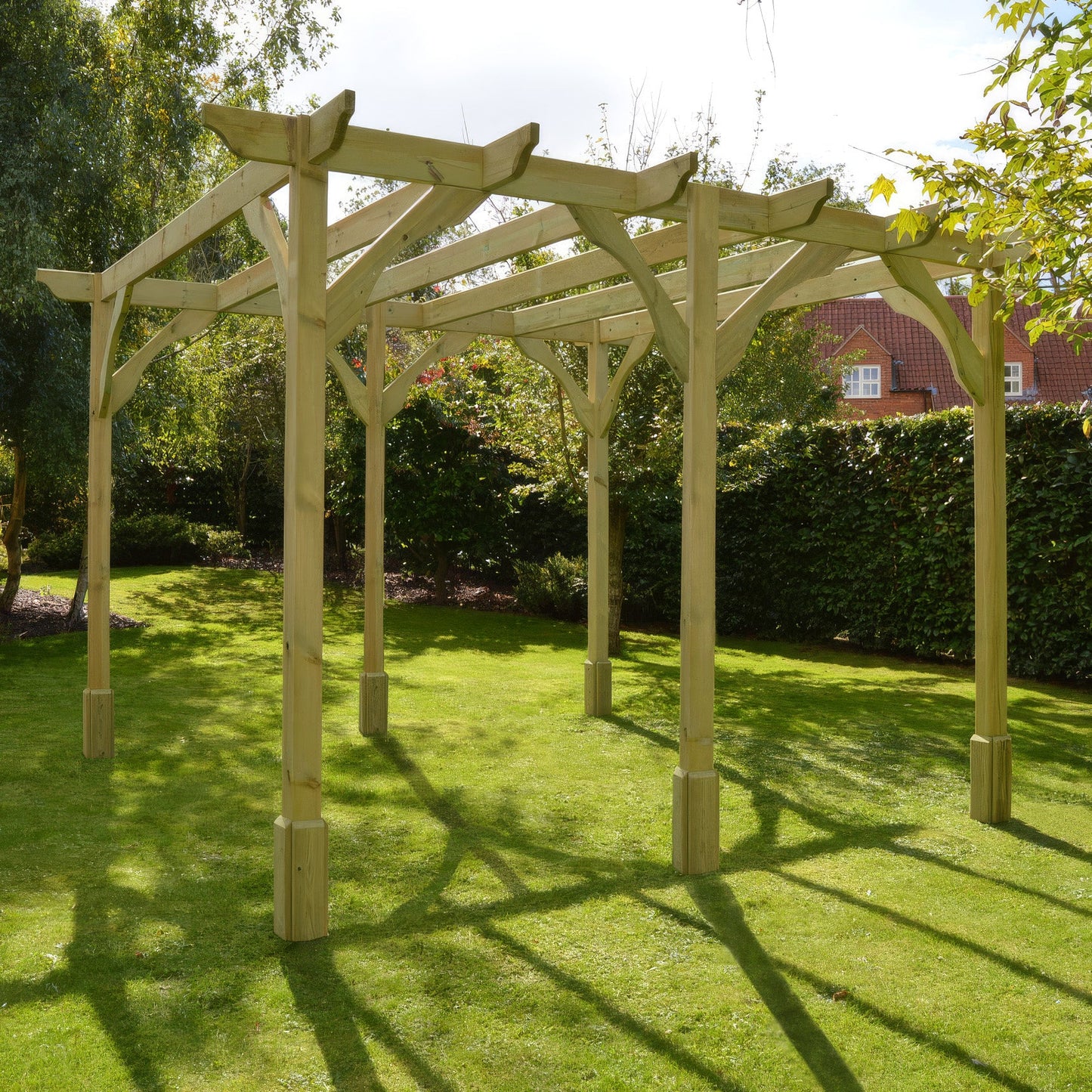 Freestanding Premium Pergola - Light Green - 4.8m Width x 6m Length