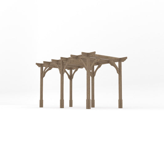 Pergola | Timber Premium Pergola | Freestanding Garden Structure | Heavyweight Section Timber | Rustic Brown | 2.4m Width x 4.2m Length
